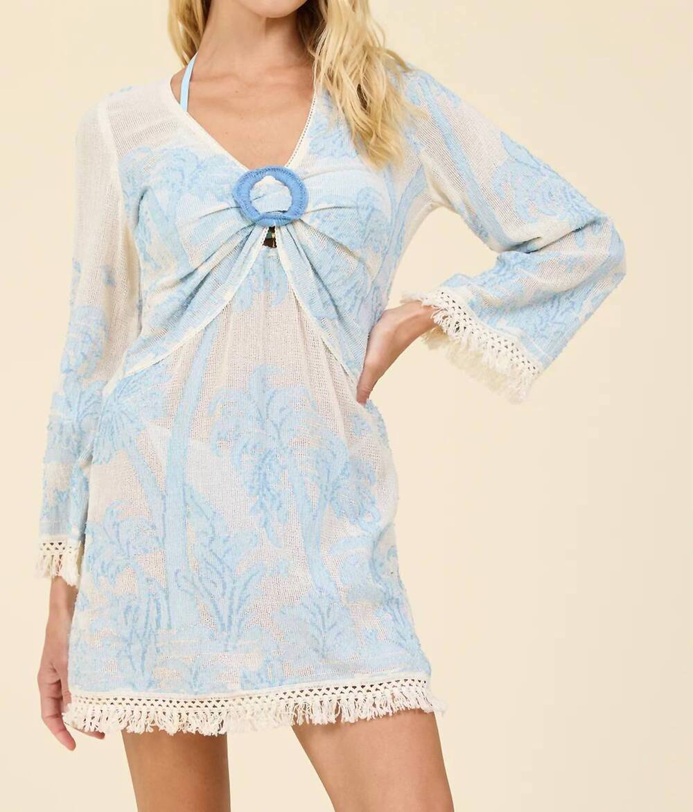 NEW SURF GYPSY o ring mini dress in ivory/ blue